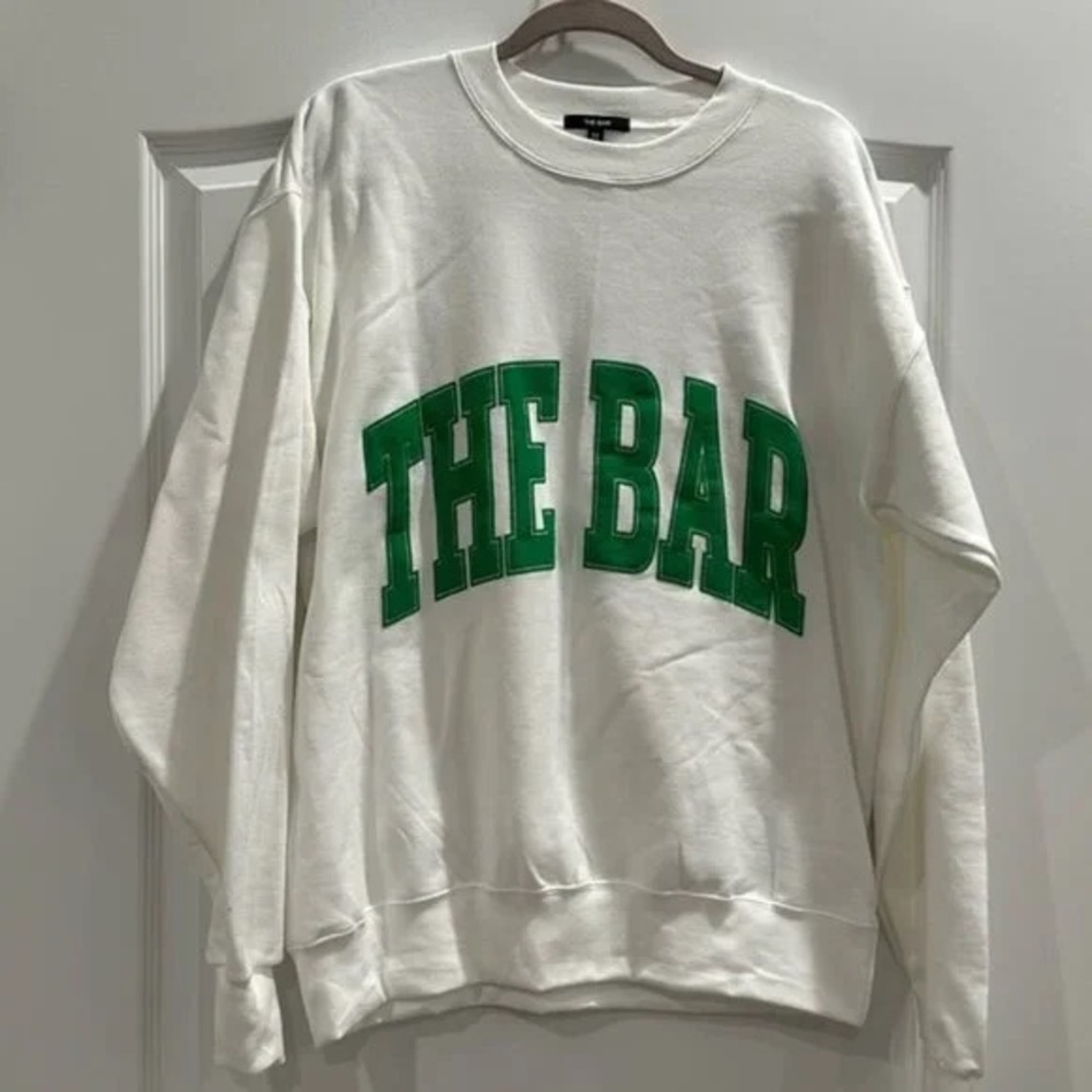 The Bar Men's Crewneck Sweater in White and Green